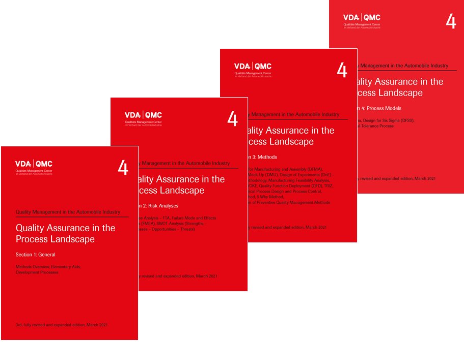 Publikation  VDA Volume 4 - Quality Assurance in the Process Landscape. Bundle of Sections 1-4: General, Risikoanalysen, Methoden und Vorgehensmodelle. 3rd, fully revised and expanded edition, March 2021 1.3.2021 Ansicht